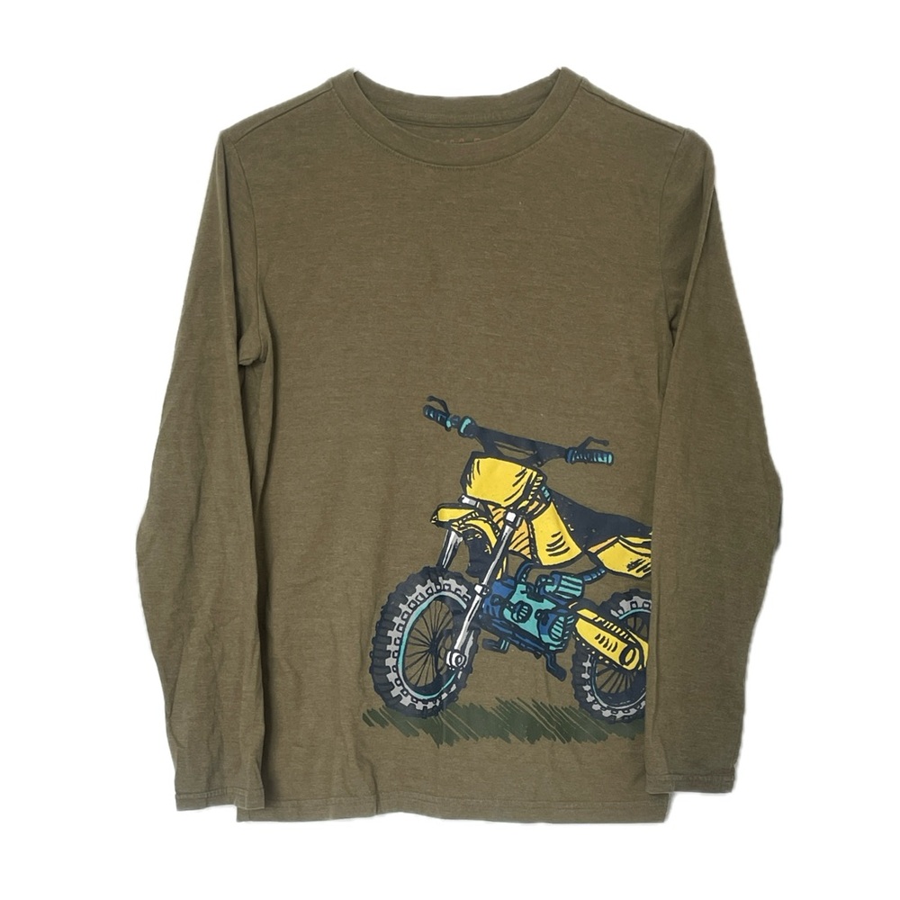 Cat & Jack dirt bike graphic long sleeve shirt brown size large 12/14